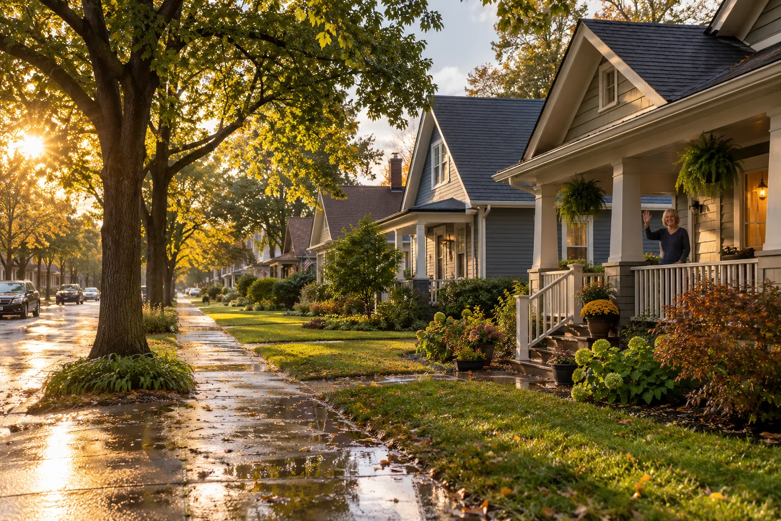 Neighborhood of frame houses and bungalows across the Romeo area with fresh roofs